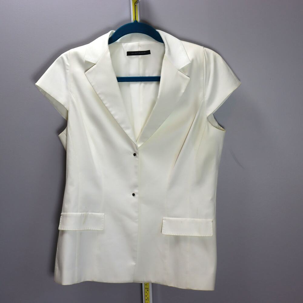 Elie Tahari Sleeveless Blazer Top Women’s Size M‎ White Structured Vest